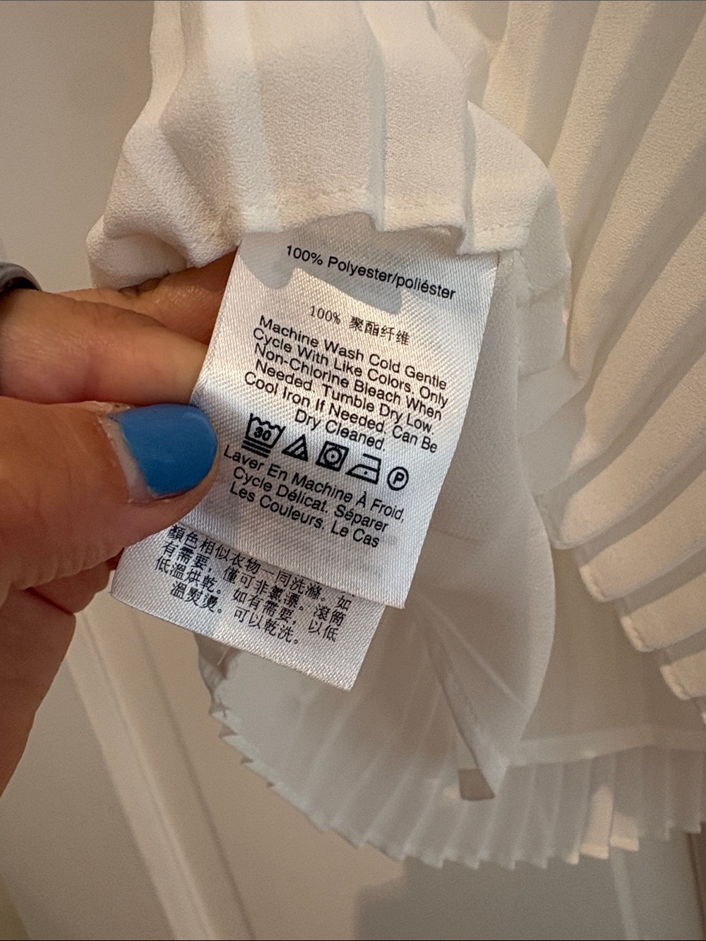 DKNY White Pleated Sleeveless Blouse with Neck Tie - Picture 5 of 5